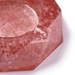 天然ローズクォーツチップストーン灰皿入りレジン  樹脂と  ホームオフィスの卓上装飾  八角形  103x98x26mm  内径：60mm&nbsp;DJEW-F015-07F