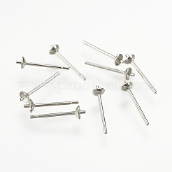 ロジウムメッキ 925 スターリングシルバー スタッド イヤリングのパーツ  ピアスポスト  プラチナ  13x0.9~3mm&nbsp;STER-K037-007A