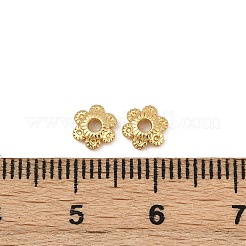 真鍮製スペーサービーズ  花  18KGP本金メッキ  6x5.5x1.5mm  穴：1.4mm&nbsp;KK-D375-11G-01