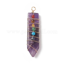 Natural & Synthetic Mixed Gemstones Copper Wire Wrapped Big Pendants&nbsp;PALLOY-JF01977