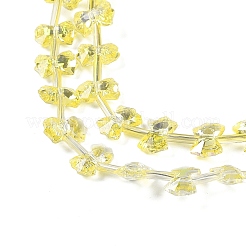 電気メッキガラスビーズセット  半分メッキ  蝶結び  きいろ  7x10x3mm  穴：1mm  約48個/連  19.69''（50センチメートル）&nbsp;EGLA-B007-03A-HP01