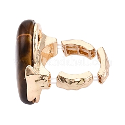 Natural Tiger Eye Stretch Finger Rings&nbsp;RJEW-N055-01D