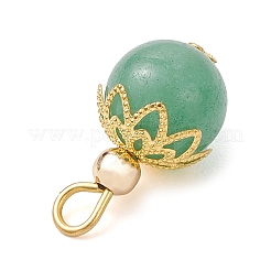6Pcs 6 Styles Natural Black Onyx & Carnelian & Tiger Eye & Green Aventurine & White Jade Round Pendants&nbsp;PALLOY-JF04230