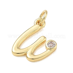 Brass Micro Pave Clear Cubic Zirconia Charms&nbsp;KK-D289-66G-W