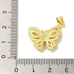 真鍮製ガラスペンダント  18KGP本金メッキ  蝶  ミスティローズ  23x20x4mm  穴：5x3.5mm&nbsp;KK-Z042-01G-03