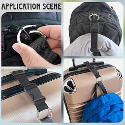 PP 調節可能な荷物ストラップ  荷物ケースのラチェットタイ  プラスチック留め具とゲートリング留め具付き  ブラック  235~345x41x14mm&nbsp;AJEW-WH20017-07B