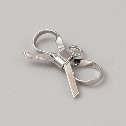 真鍮チャーム  ちょう結びチャーム  プラチナ  10x15.5x2mm  穴：1.8mm&nbsp;LS-KK-WH0081-39P