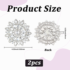 ガラスホットフィックスラインストーン2個  DIYミシン用品  花  クリスタル  110x9mm&nbsp;DIY-GF0013-36B