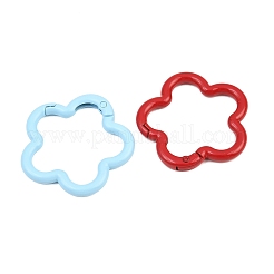 スプレー塗装された合金スプリングゲートリング  花  ミックスカラー  40x41x4.5mm&nbsp;AL-CBAA02B-03