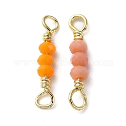 3 Faceted Glass Beads Connector Charms&nbsp;KK-D044-04G