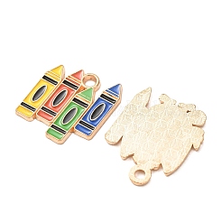 合金エナメルチャーム  文房具／リンゴ／フクロウのチャーム  ゴールドカラー  11~25x10~20.5x1.3mm  穴：1.8~2mm&nbsp;AL-B003-02G
