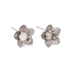 変色しにくい304ステンレススチール製イヤリング金具  花  ステンレス鋼色  トレイ：5mm  10x10.5x5mm  ピン：0.8mm&nbsp;STAS-P198-27