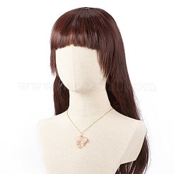 天然ローズクォーツ チップ ハート ツリー オブ ライフ ペンダント ネックレス  女性用ライトゴールドメッキ304ステンレススチールワイヤーラップジュエリー  17.72インチ（45cm）&nbsp;NJEW-JN03906-01