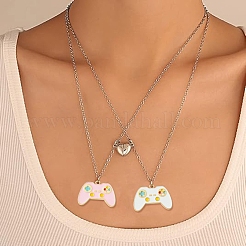 15本3色合金エナメルペンダント  ライトゴールド  ゲームパッドチャーム  ミックスカラー  18x26x1.5mm  穴：1.6mm  5個/カラー&nbsp;ENAM-YW0006-61