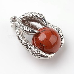 イーグルクローアロイナチュラルレッドジャスパーペンダント  プラチナ  34~36x22~24x16mm  穴：5x8mm&nbsp;G-L455-A23