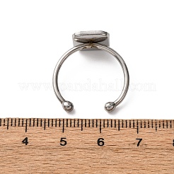 304ステンレス鋼オープンカフリング部品  プレーンパッドリングセッティング  正方形  ステンレス鋼色  トレイ：9.5mm  1.5mm  内径：18&nbsp;STAS-S134-01P-E01