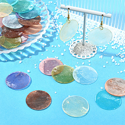48Pcs 8 Colors Natural Capiz Shell Connector Charms&nbsp;BSHE-SC0001-31