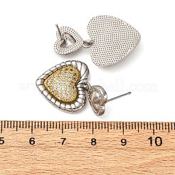 Brass Micro Pave Clear Cubic Zirconia Dangle Earrings&nbsp;EJEW-D322-01P