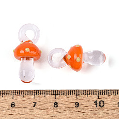 手作りランプワークペンダント  キノコ  ダークオレンジ  25~28x12~13x12~13mm  穴：3~5x3~5mm&nbsp;LAMP-T021-14K