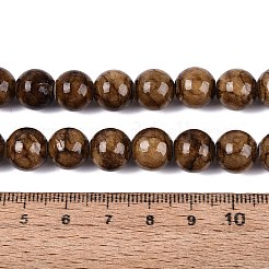 天然石ペルシア翡翠ビーズ連売り  ラウンド  染め  キャメル  10~10.5mm  穴：0.9~1mm  約39~40個/連  15.35~15.94''（39~40.5センチメートル）&nbsp;G-A255-A02-05A