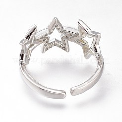 Brass Micro Pave Clear Cubic Zirconia Cuff Rings&nbsp;RJEW-N031-25P
