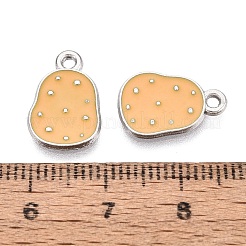 合金エナメルチャーム  ジャガイモのチャーム  プラチナ  15x10x1mm  穴：1.5~1.6mm&nbsp;ENAM-Q003-07P