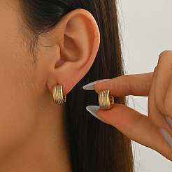 ステンレススチールの多層リングフープピアス  ゴールドカラー  13x12mm&nbsp;QM6435