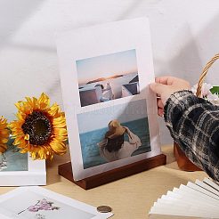 Wood Vinyl Record Slotted Display Stands with Stainless Steel Support&nbsp;ODIS-WH0043-344A