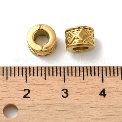 304ステンレススチールビーズ  大穴ビーズ  菱形を持つ列  18KGP本金メッキ  7.5x5.5mm  穴：3.8mm&nbsp;STAS-I203-46G