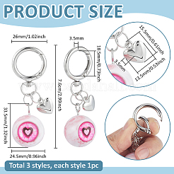 3Pcs 3 Colors Eye Alloy Resin Pendant Keychains&nbsp;KEYC-PH0002-38