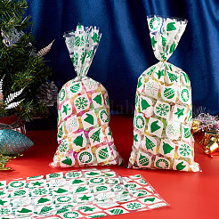 50Pcs Rectangle Christmas Themed Clear Plastic Cookies Storage Bags&nbsp;XMAS-TA0001-01
