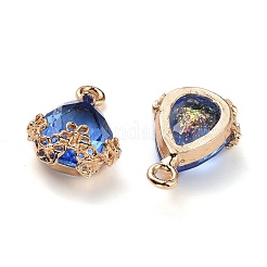 ラインストーンチャーム  ライトゴールド合金のセッティングで  花と涙  藤紫色  20x12.5x6mm  穴：1.8mm&nbsp;FIND-A006-01B