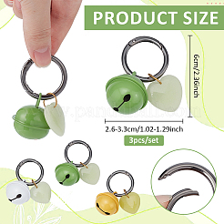 3Pcs Iron Bell & Synthetic Luminous Stone Pendant Decorations&nbsp;HJEW-NB00334