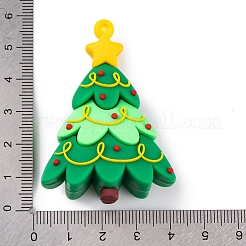 ポリ塩化ビニールのプラスチックチャーム  クリスマステーマ  クリスマスツリー  55.5x38.5x18.5mm  穴：3.5mm&nbsp;KY-S172-02I