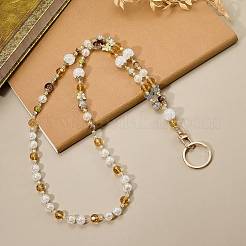 Butterfly Glass & Acrylic Beads ID Card Holders Neck Strap Chain&nbsp;HJEW-SZ00089