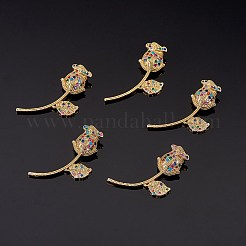 真鍮マイクロパヴェクリアキュービックジルコニアペンダント  花  16KGP本金メッキ  35x16x8mm  穴：6x3mm  5個/箱&nbsp;ZIRC-SZ0003-46