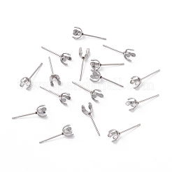 変色しない304ステンレススチールスタッドピアス金具  プロングイヤリングのセッティング  ステンレス鋼色  14.5x5.5mm  内径：5mm  ピン：0.7mm&nbsp;X-STAS-L219-03A-P