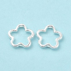 長持ちメッキ合金ビーズフレーム  カドミウムフリー＆ニッケルフリー＆鉛フリー  花  銀  15.5x16x3mm  穴：1.4mm  内径：12.5x11mm&nbsp;FIND-C020-04S
