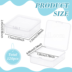 ヒンジ付き蓋付きプラスチックビーズ容器  正方形  透明  7.7x7.35x2.45cm  内径：7x6.95のCM&nbsp;CON-WH0086-222