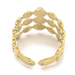 Ion Plating(IP) 304 Stainless Steel Synthetic Turquoise Cuff Rings&nbsp;G-Z056-05G-05