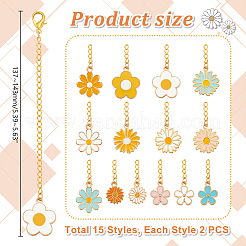 30Pcs 15 Style Flower Alloy Enamel Pendant Decorations&nbsp;HJEW-AB00578