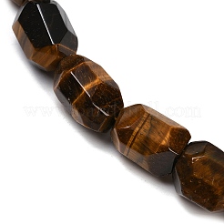 天然石タイガーアイビーズ連売り  多面カット  ナゲット  19.5~23x14~15.5x13.5~15.5mm  穴：0.9mm  約18~19個/連  14.96~15.47''（38~39.3センチメートル）&nbsp;G-F796-C09-01