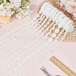 25ヤード 10スタイル ミルクファイバー刺繍レーストリムリボン  衣類用アクセサリー  混合図形  1/4~3/4インチ（7~20mm）  2.5ヤード/スタイル&nbsp;OCOR-DR0001-13B