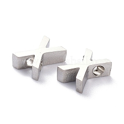 変色しにくい304ステンレススチールチャーム  アルファベット  ステンレス鋼色  文字.x  8x6x3mm  穴：1.8mm&nbsp;STAS-K216-41X-P