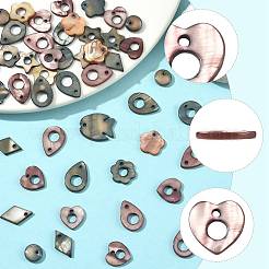 天然淡水染めシェルペンダント50個  混合図形  ミックスカラー  10.5~17x9.5~13x2mm  穴：1.2~1.8mm&nbsp;SHEL-FS0001-17