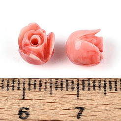 合成サンゴビーズ  染め  ツートン  ローズ  ライトコーラル  7x7mm  穴：1mm&nbsp;CORA-R017-02