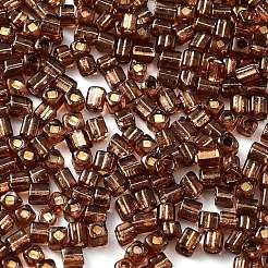 ガラスシードビーズ  銀並ぶ  正方形  ココナッツブラウン  3~3.5x2.5~3x2.5~3mm  穴：1mm  約10714個/ポンド&nbsp;SEED-M011-01B-08