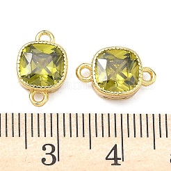 Brass Pave Cubic Zirconia Square Connector Charms&nbsp;KK-P348-06G-02