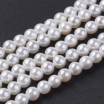 シェルパールビーズ連売り  グレードA  ラウンド  貝殻色  5mm  穴：1mm  約79個/連  15.5インチ&nbsp;X-BSHE-P023-5mm-1