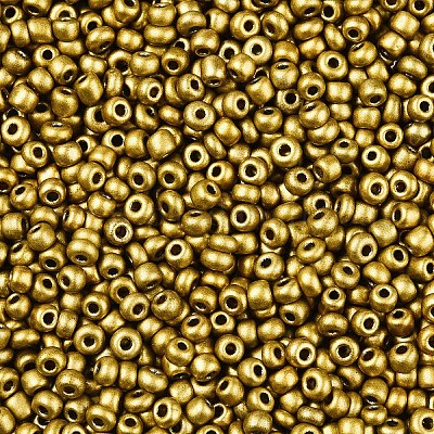 6/0ベーキングペイントガラスラウンドシードビーズ  ダークチソウ  4~5x3~4mm  穴：1~2mm  約4500個/ポンド&nbsp;SEED-S036-01C-06-1